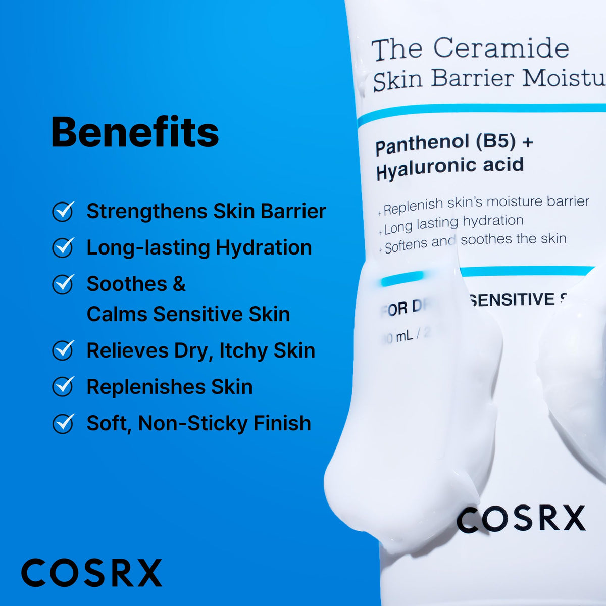 COSRX being applied to hand to show absorbency and immediate comfort