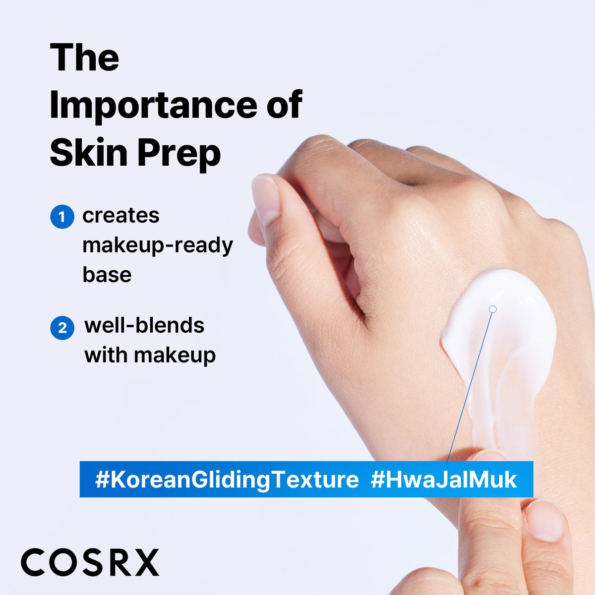 COSRX in bathroom routine setting demonstrating layering and makeup base