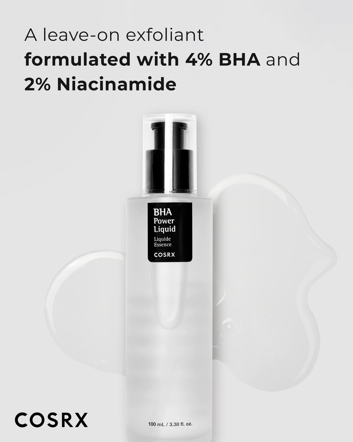 COSRX label close-up highlighting ingredients and gentle exfoliant benefits