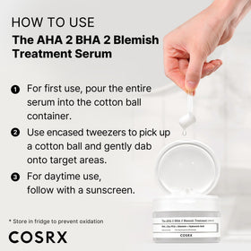 COSRX cotton ball pressed on cheek spot, demonstrating targeted treatment application