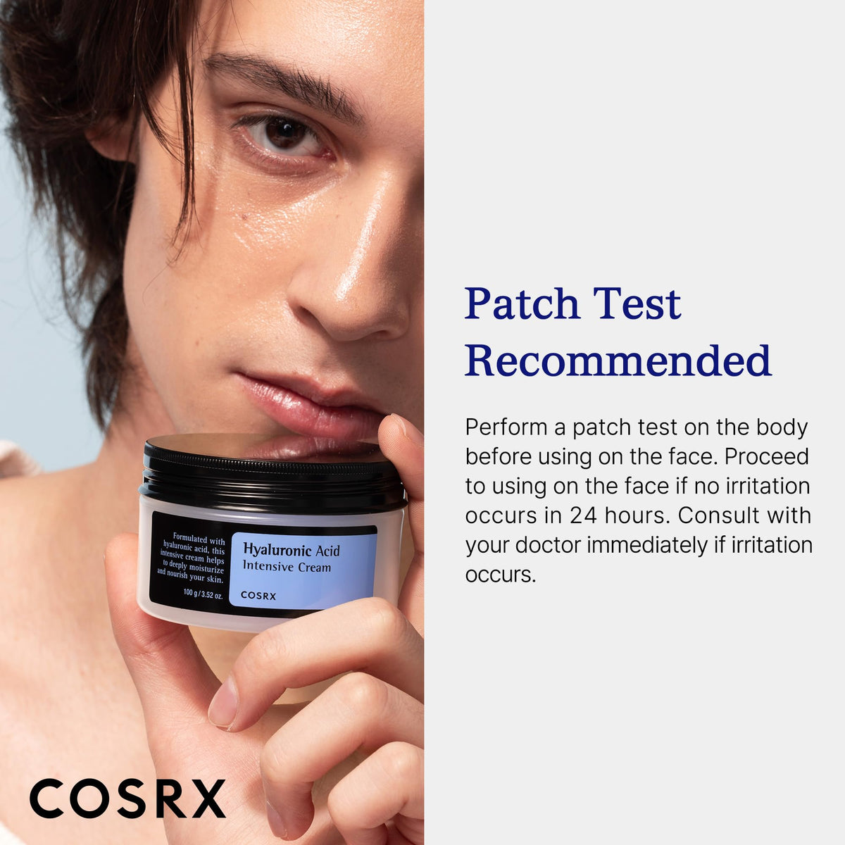 COSRX cream in hand for scale, demonstrating compact travel-friendly size