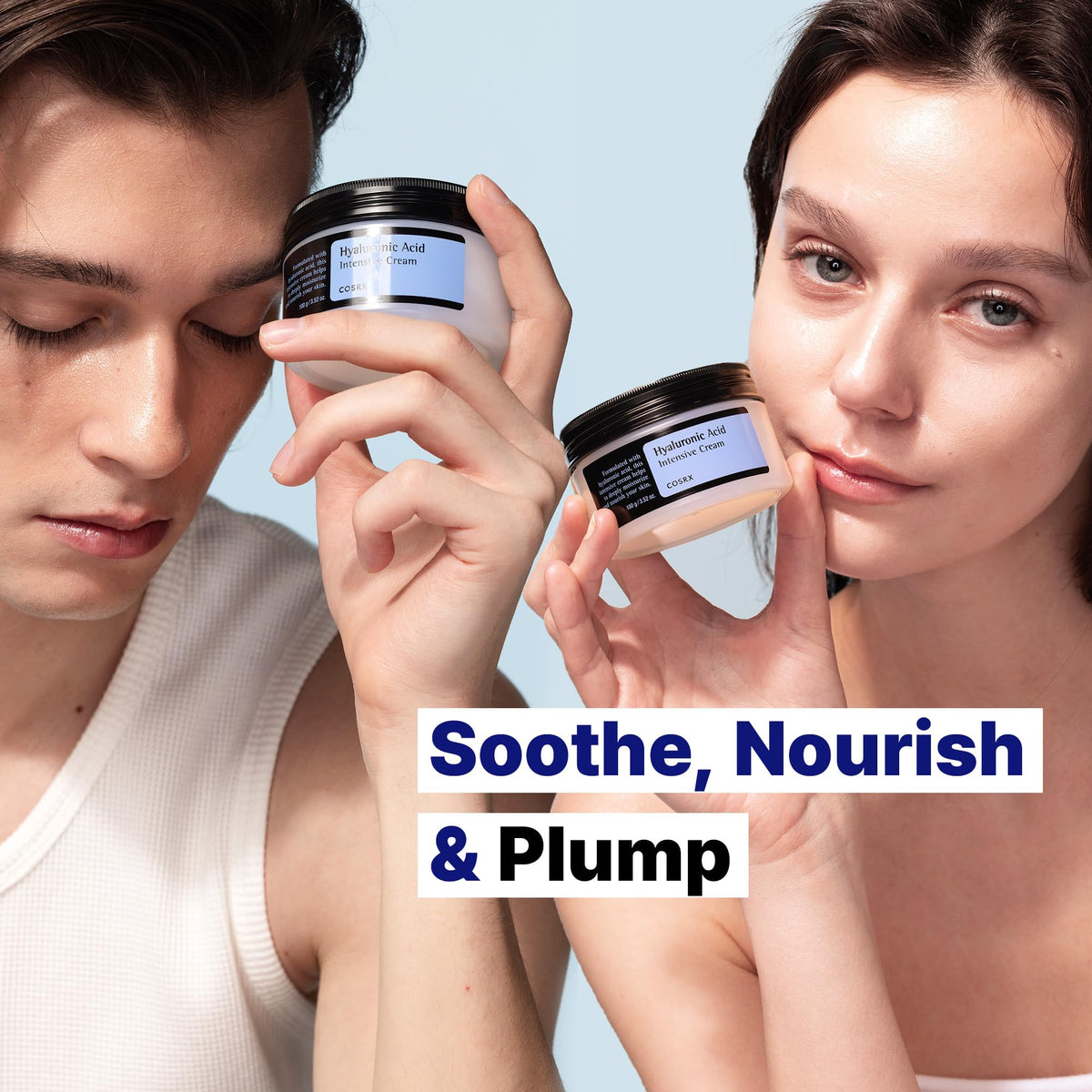 COSRX label close-up emphasizing ingredient list and clean-beauty benefits