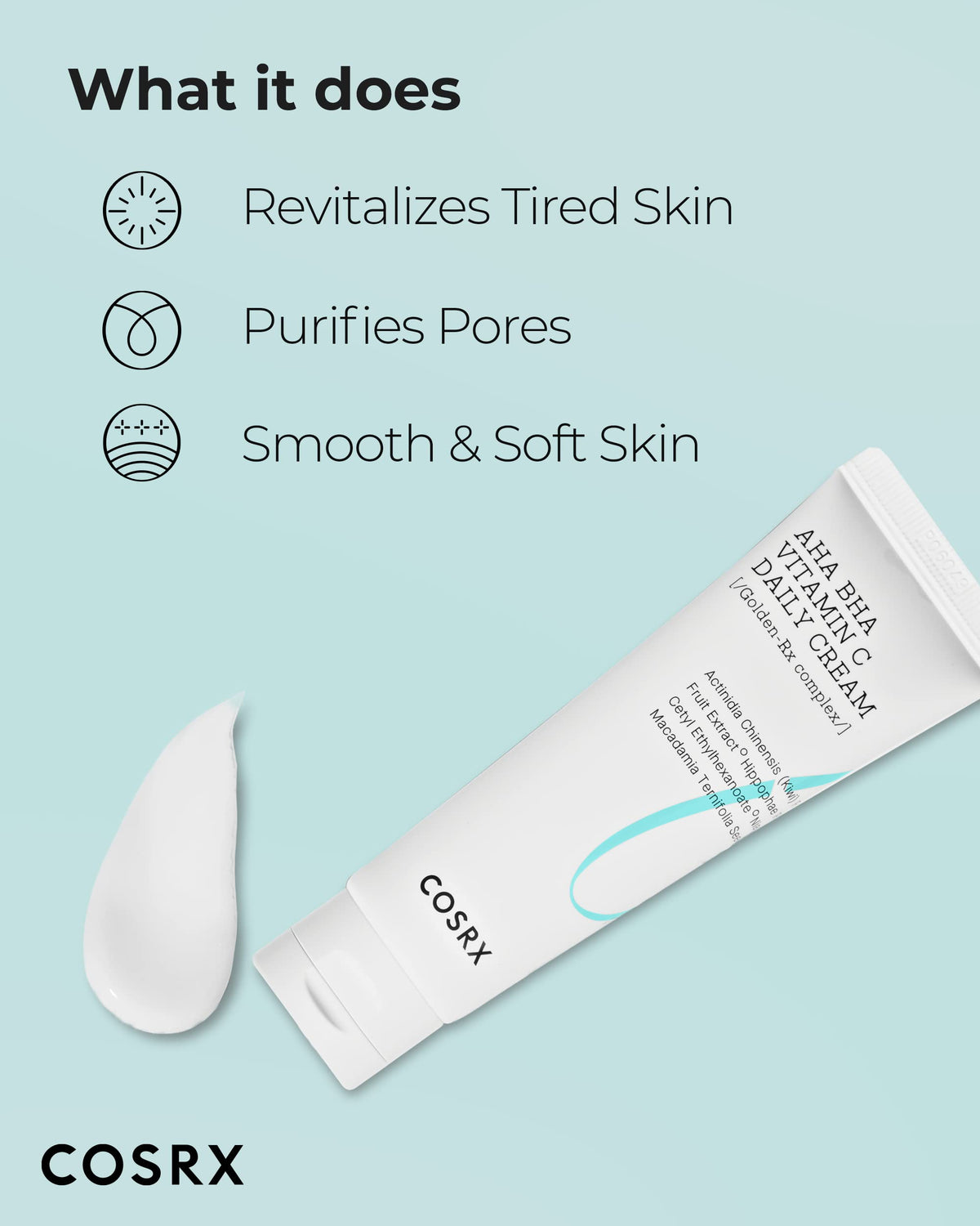 COSRX cream spread on hand showing smooth application and glow