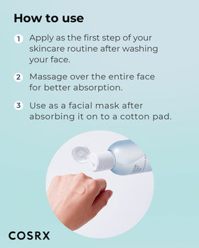 COSRX lifestyle photo in bathroom showing gentle daily application routine