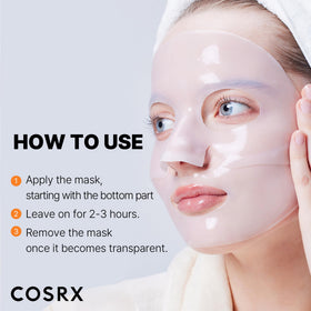 COSRX mask held in hand to show size and travel convenience