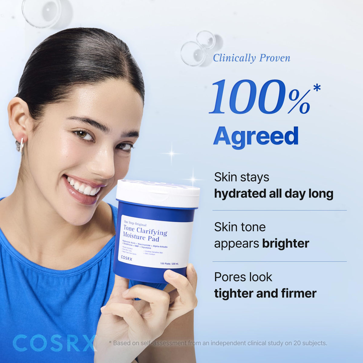 COSRX display of arbutin and glutathione ingredients for tone care