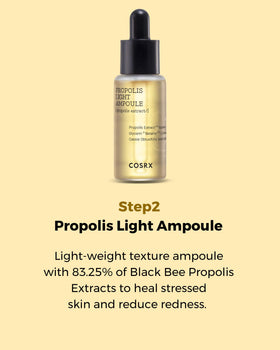 COSRX ingredient label featuring Black Bee Propolis Complex for nutrient richness
