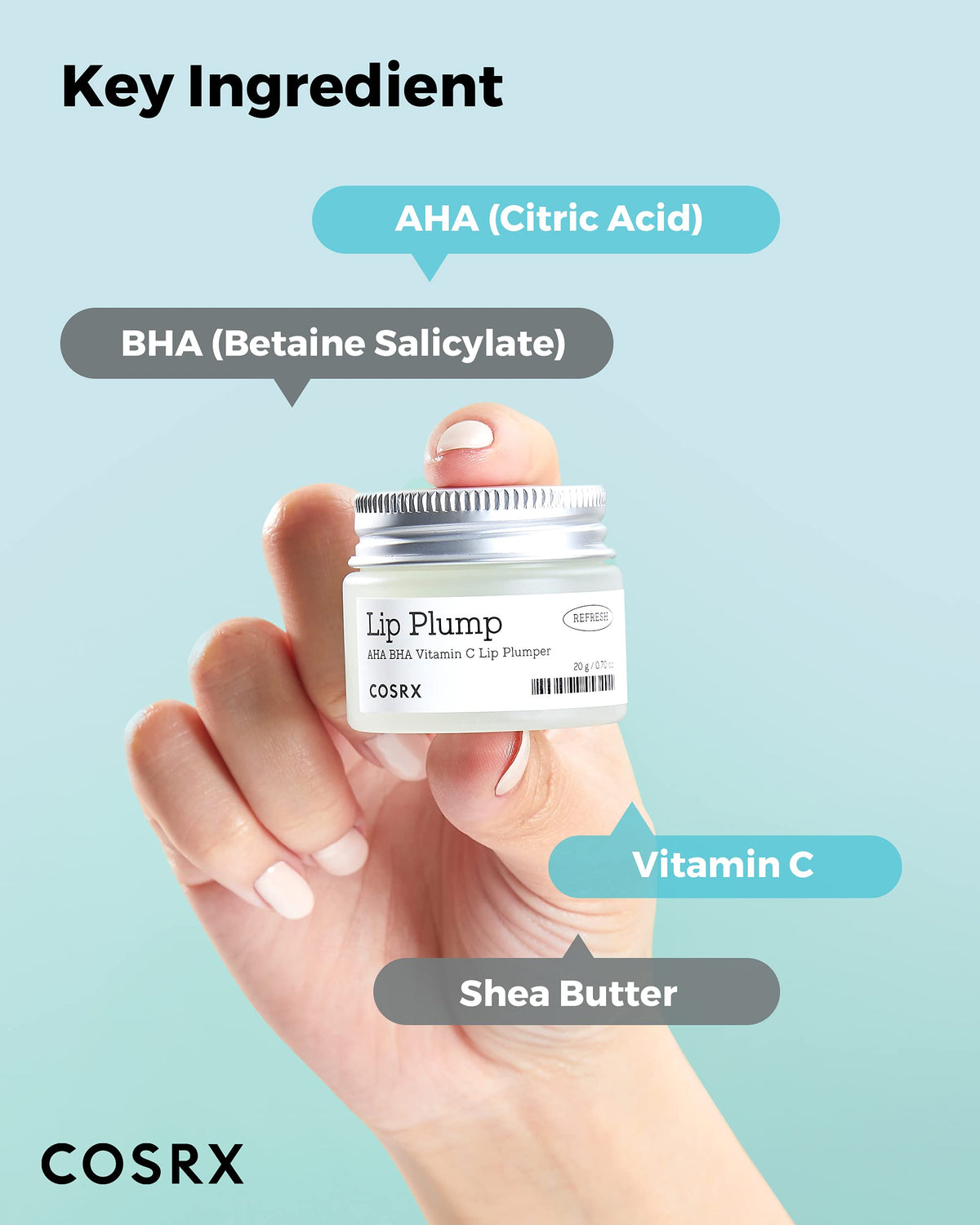 COSRX ingredient label closeup highlighting shea butter and actives