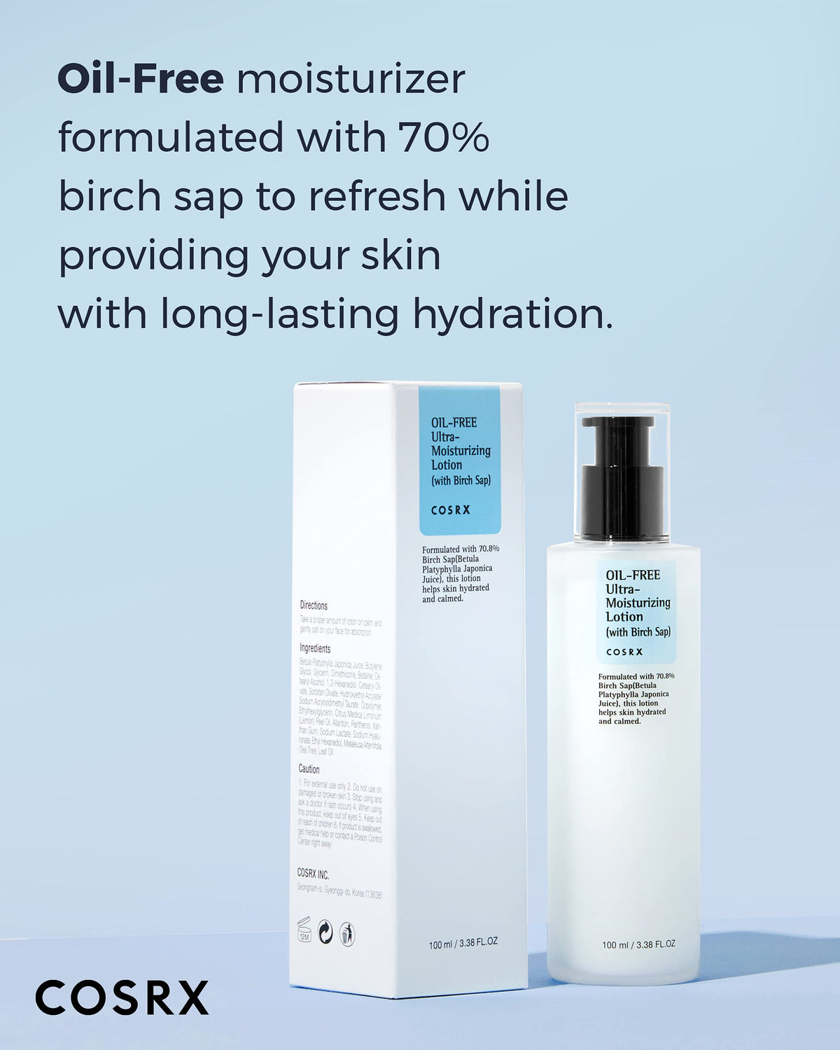 COSRX texture close-up showing thin, fast-absorbing lotion finish