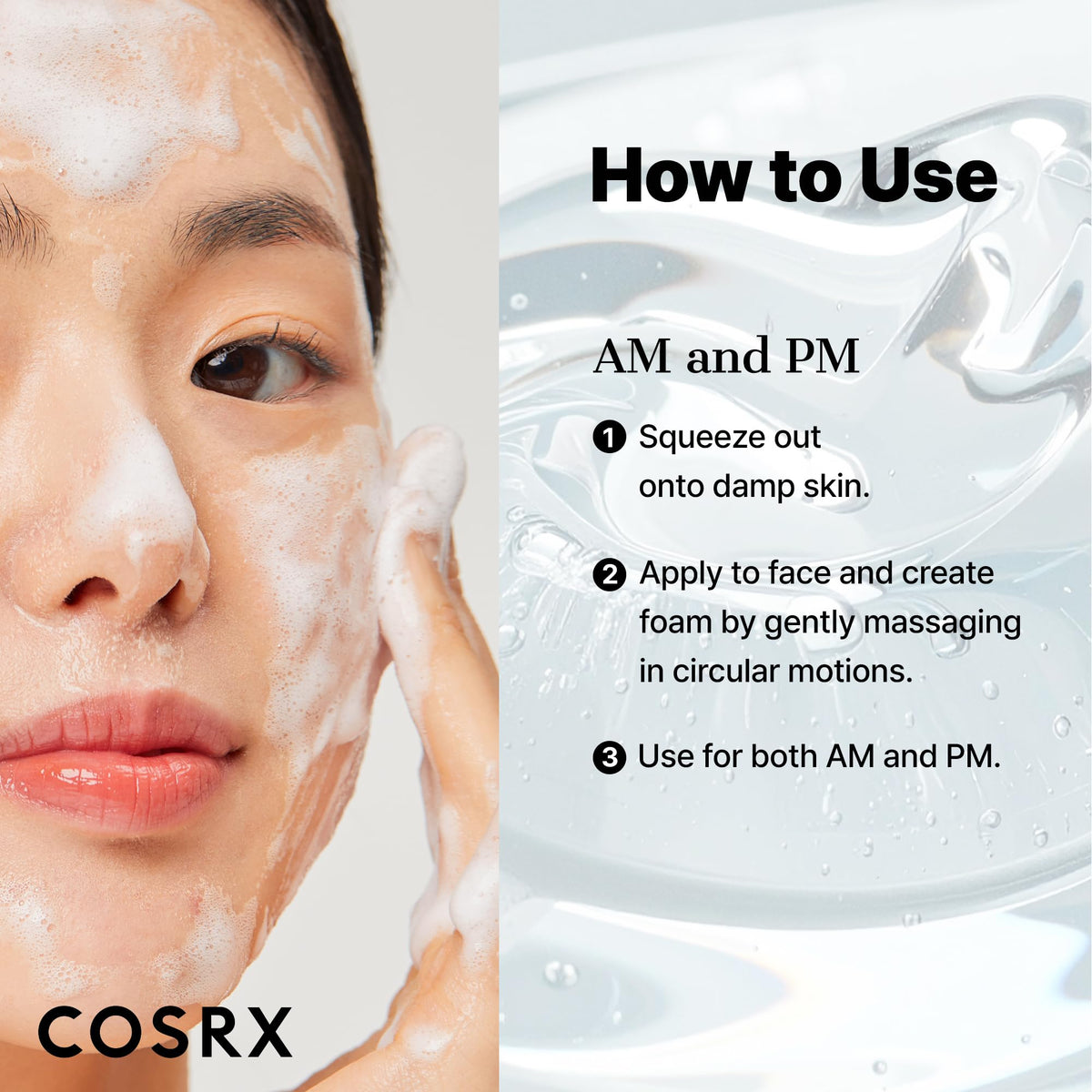 COSRX tube held in hand for scale to convey 5.07 fl oz practical size