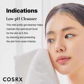 COSRX gel cleanser texture close-up showing transparent gel and smooth consistency
