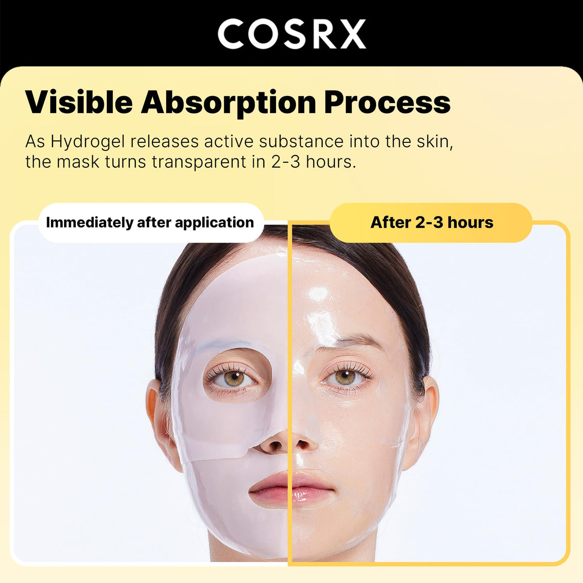 COSRX mask worn by a model demonstrating fit and immediate comfort benefit