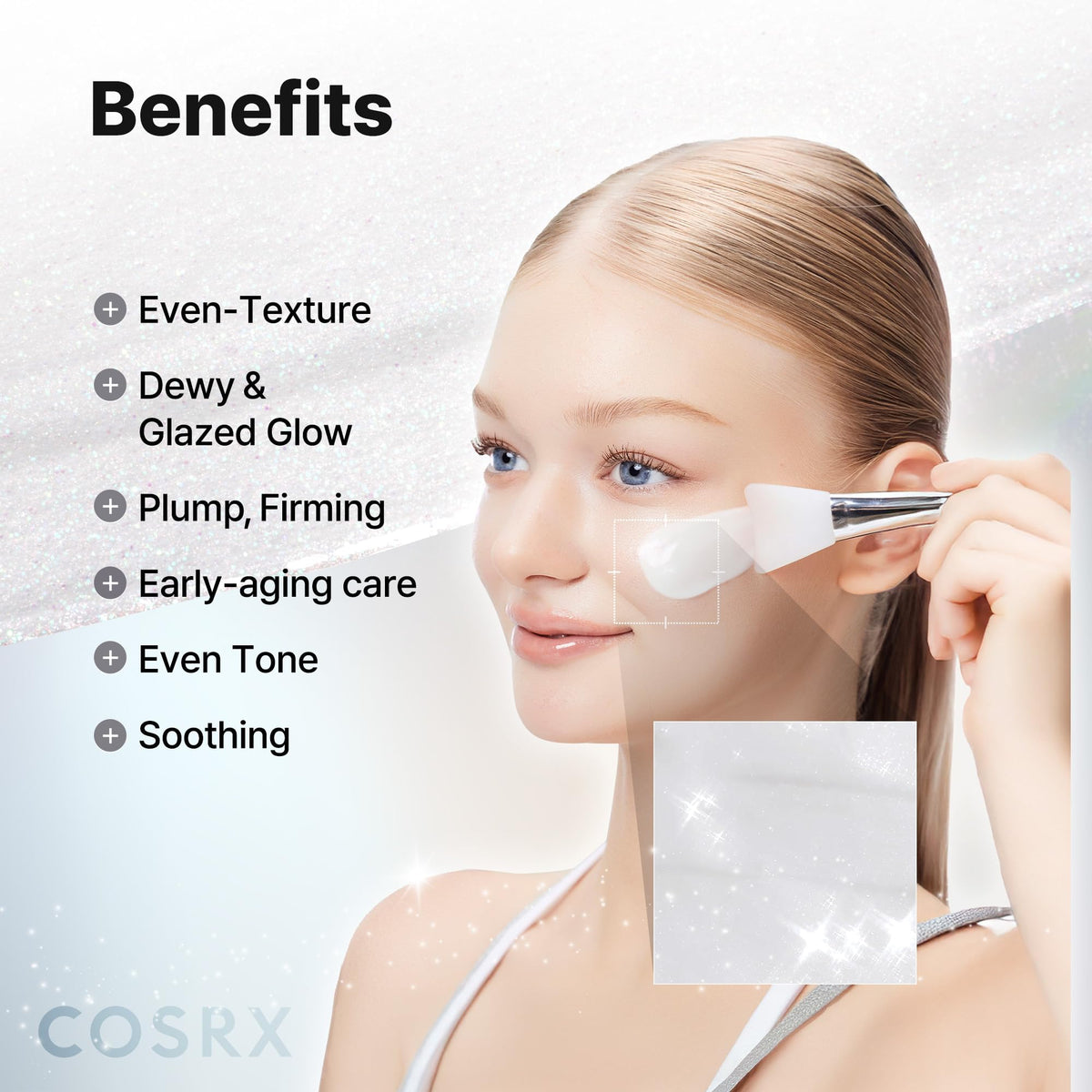 COSRX jar held next to hand showing 1.69 fl. oz scale for sizing clarity