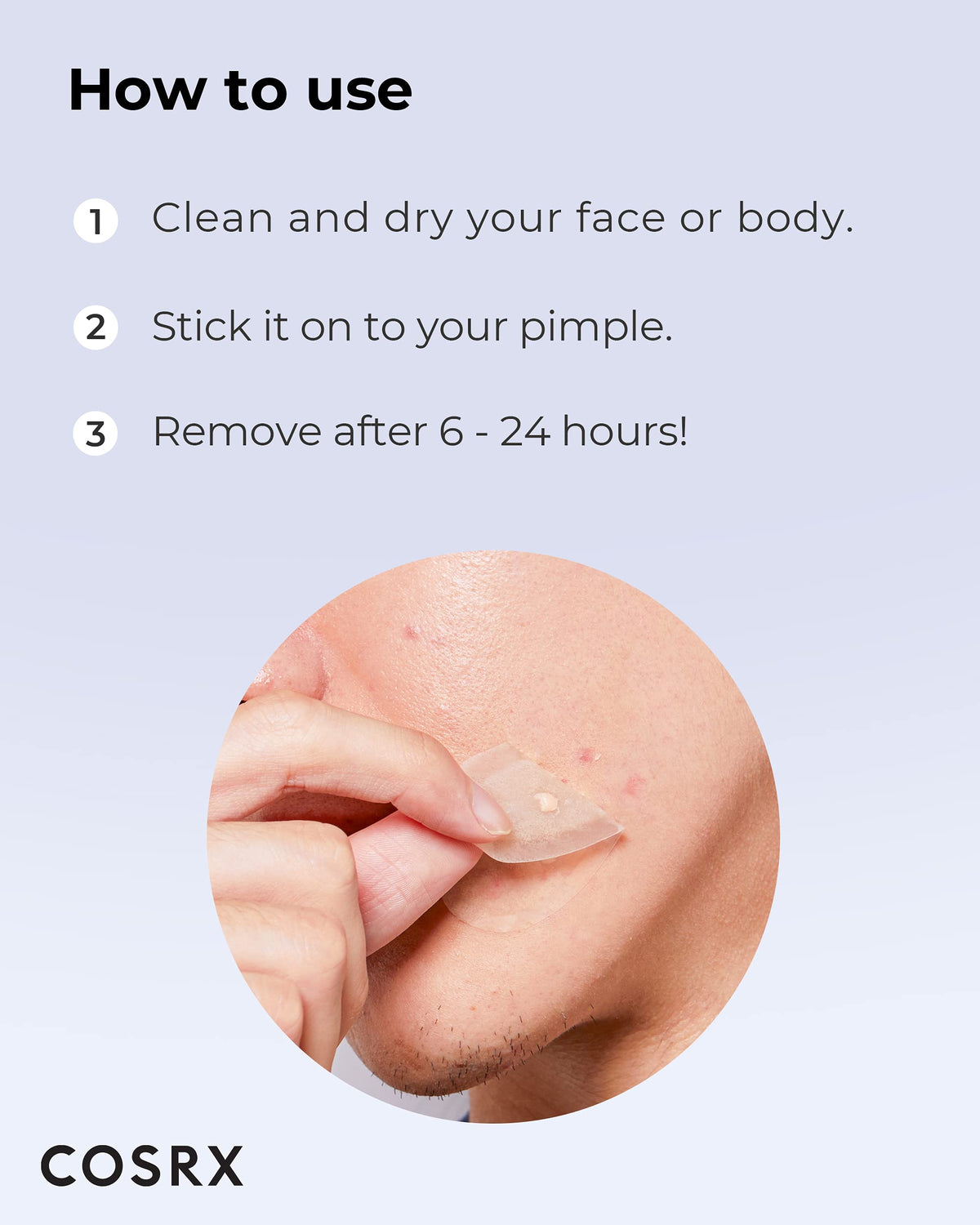 COSRX open pack showing ten X-large patches for extended spot treatment benefit
