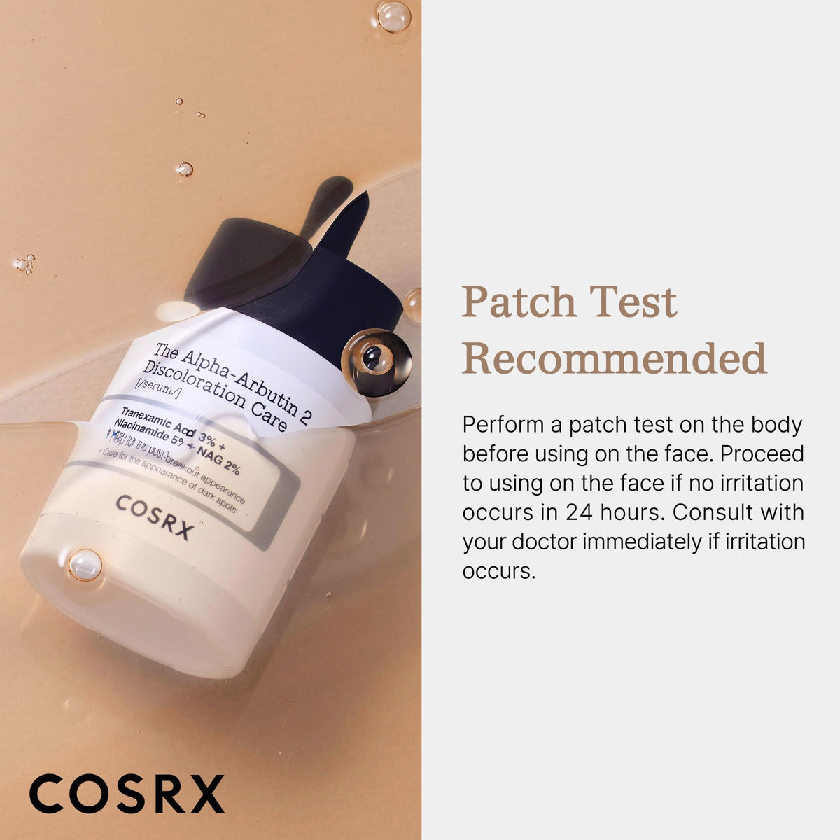 COSRX serum in a bedroom skincare setup at night, portrays easy inclusion in routines