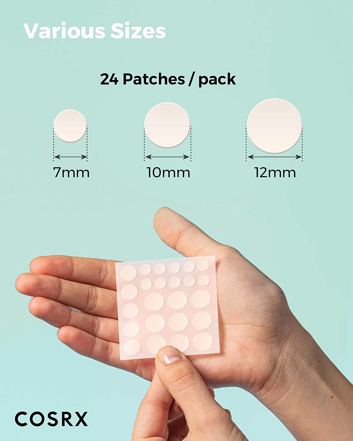 COSRX opened pack with sheets of stickers, easy-to-use convenience shown
