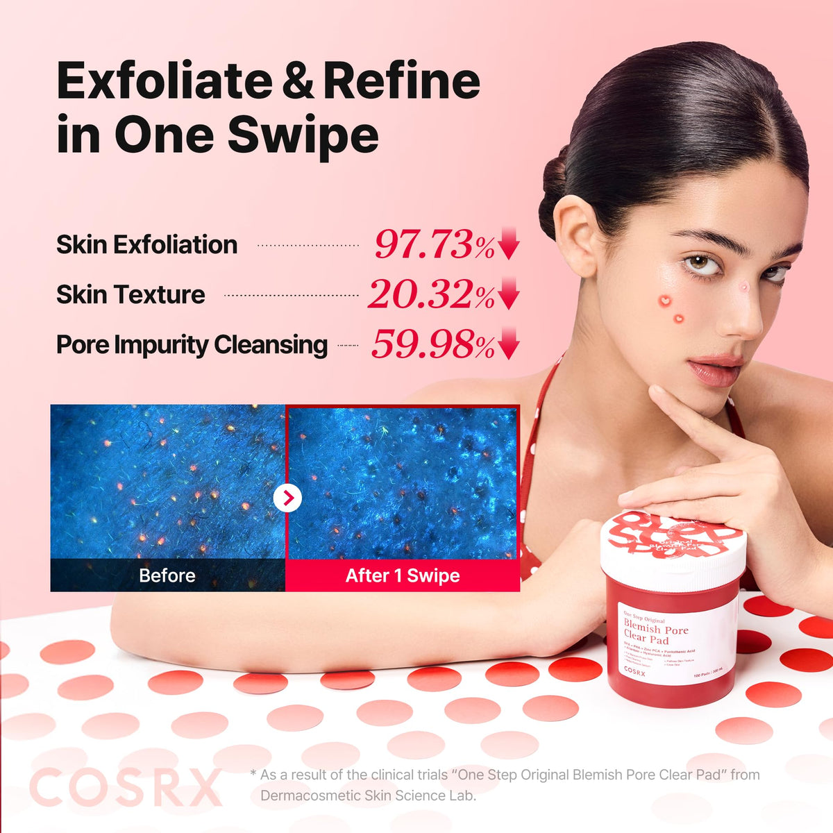 COSRX pad treating back and chest showing multi-area pore care
