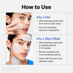 COSRX pad soaked with serum droplet illustrating rich hydration