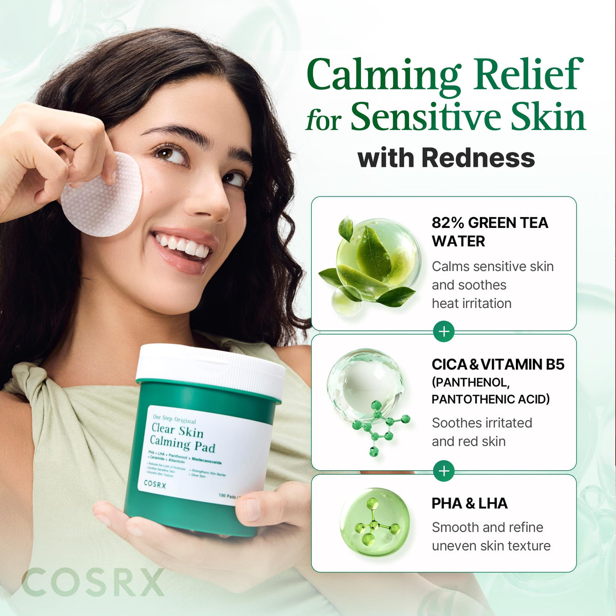 COSRX pre-soaked pad detail highlighting hydrating solution