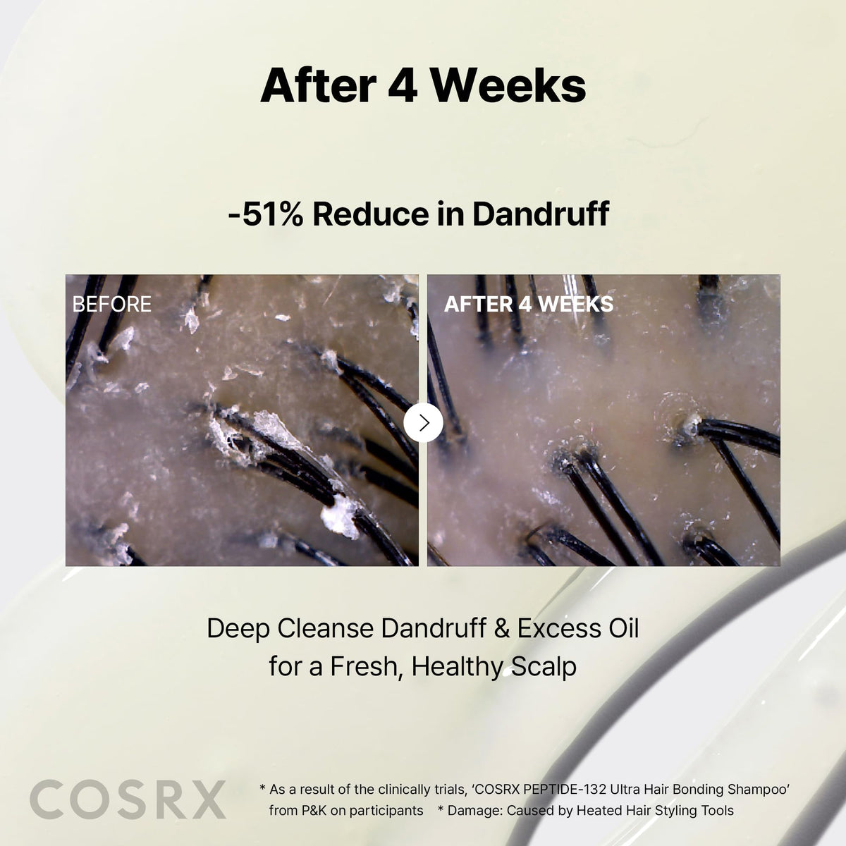 COSRX before and after hair comparison showing reduced breakage