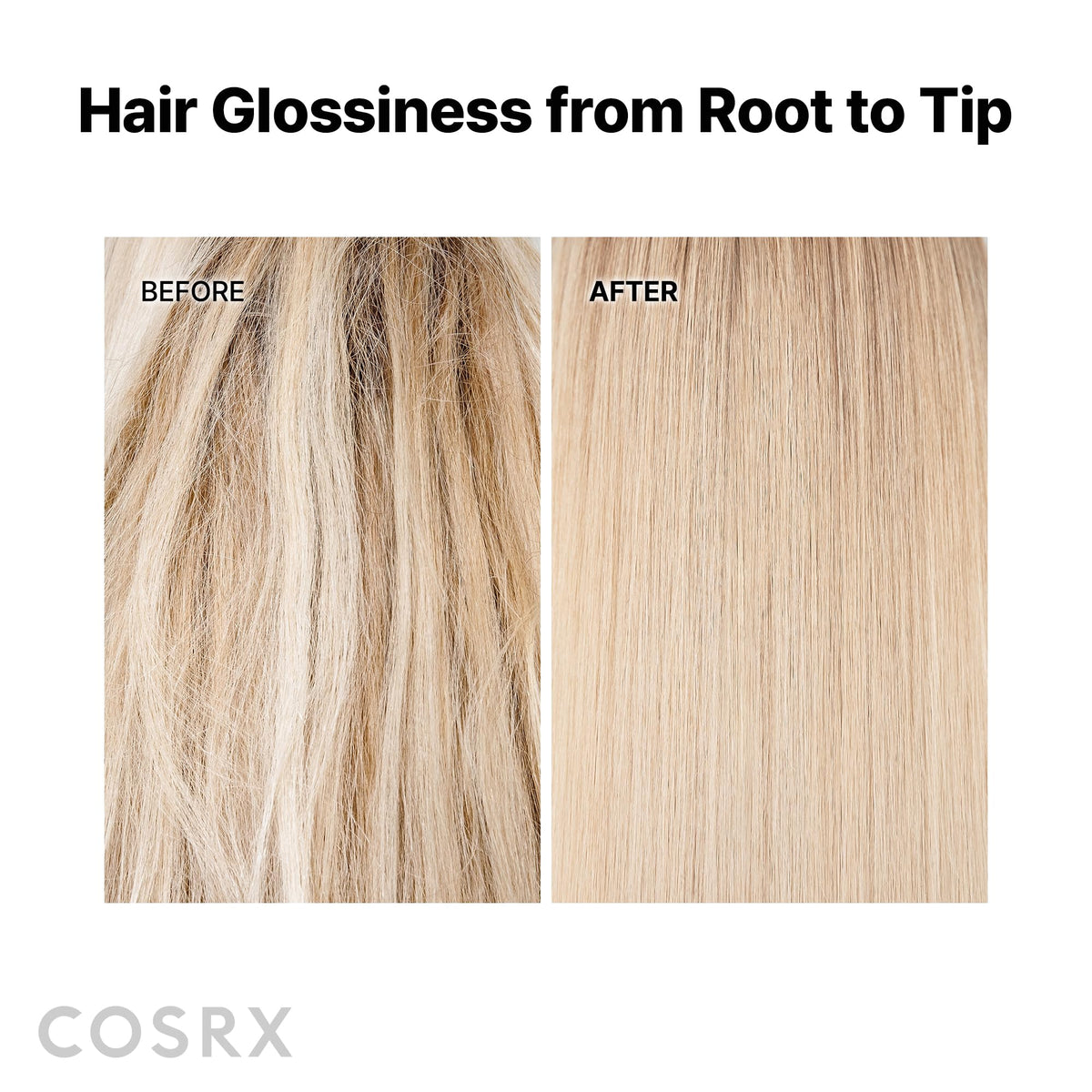 COSRX before and after split ends comparison showing smoother ends