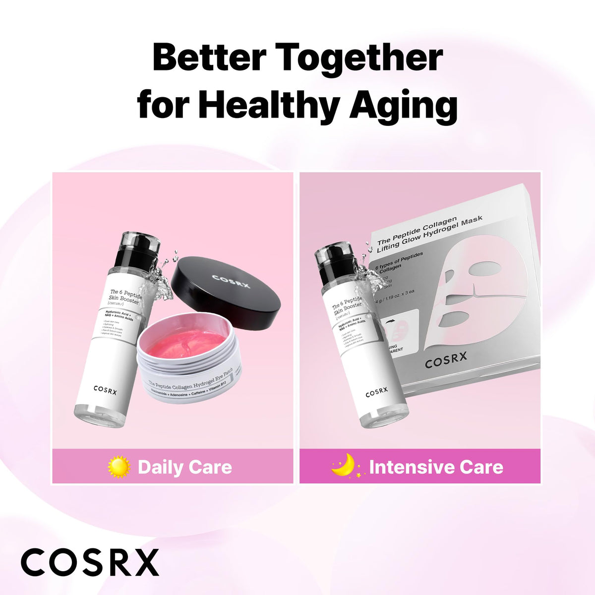 COSRX ingredients label closeup highlighting peptides and collagen transparency benefit