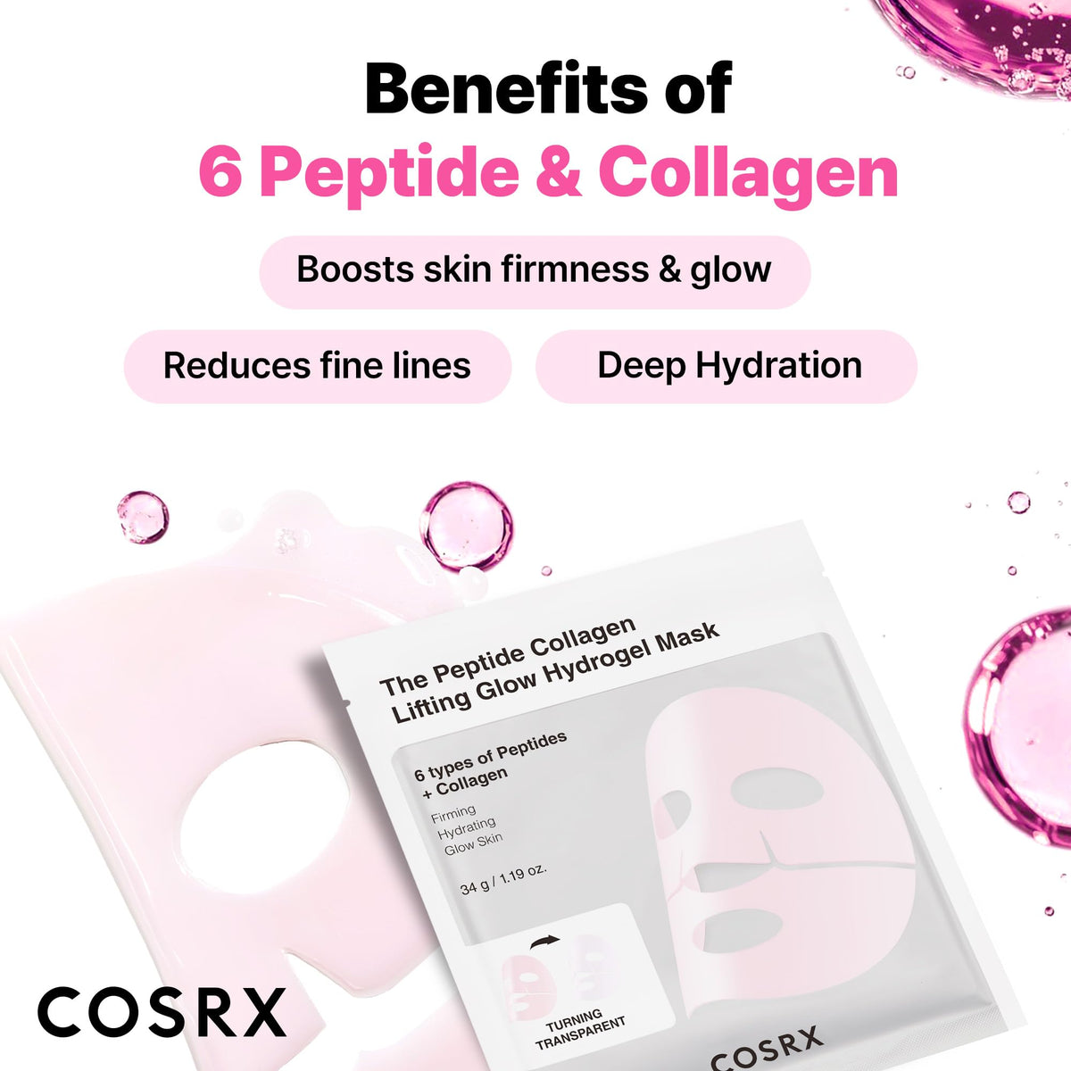 COSRX mask applied on model demonstrating even fit and overnight comfort benefit