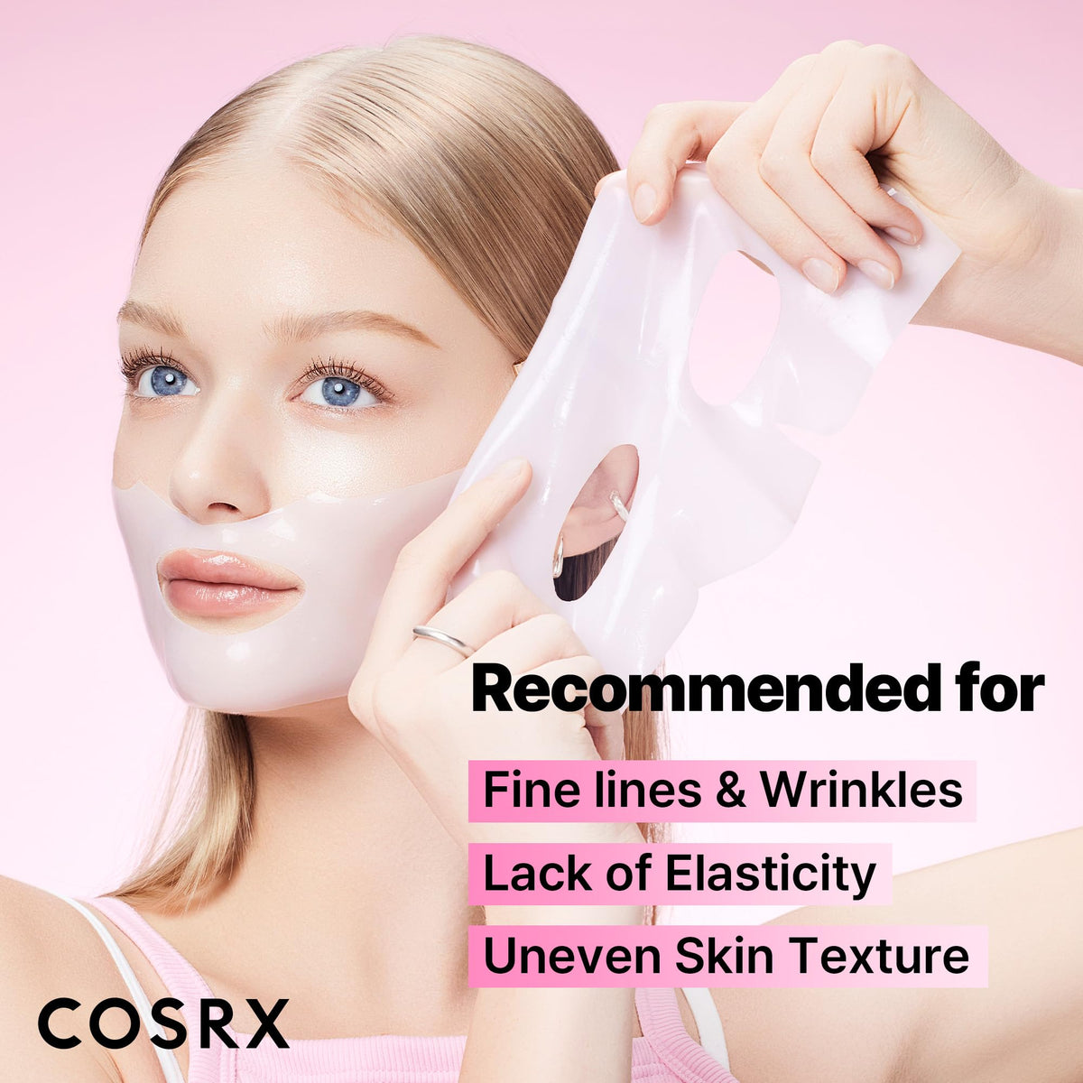 COSRX bedside setup of mask used as sleeping mask for morning-plumped skin