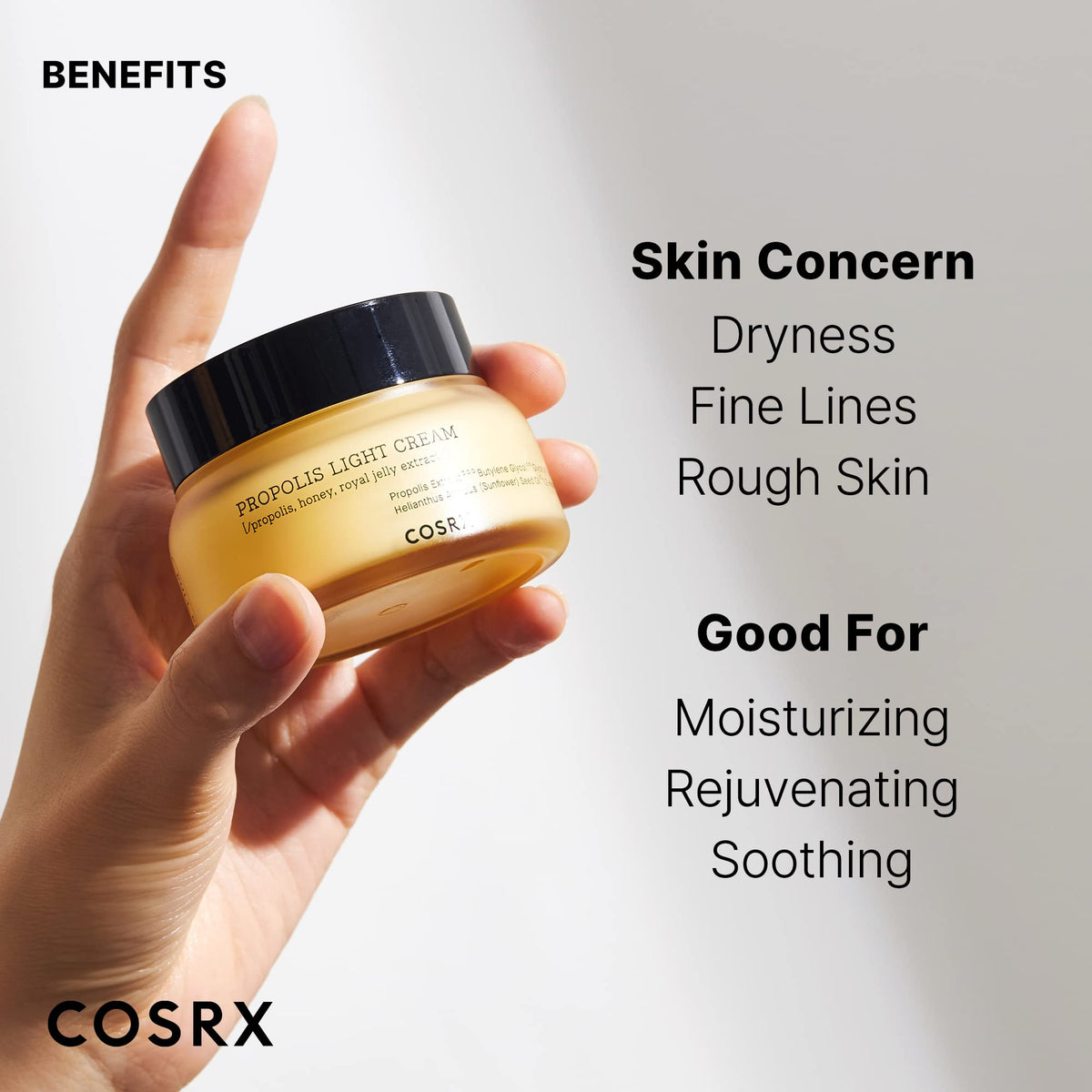 COSRX 65ml size comparison showing scale for travel and shelf planning