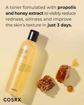 COSRX close-up of bottle texture demonstrating clear, lightweight formula for fast absorption