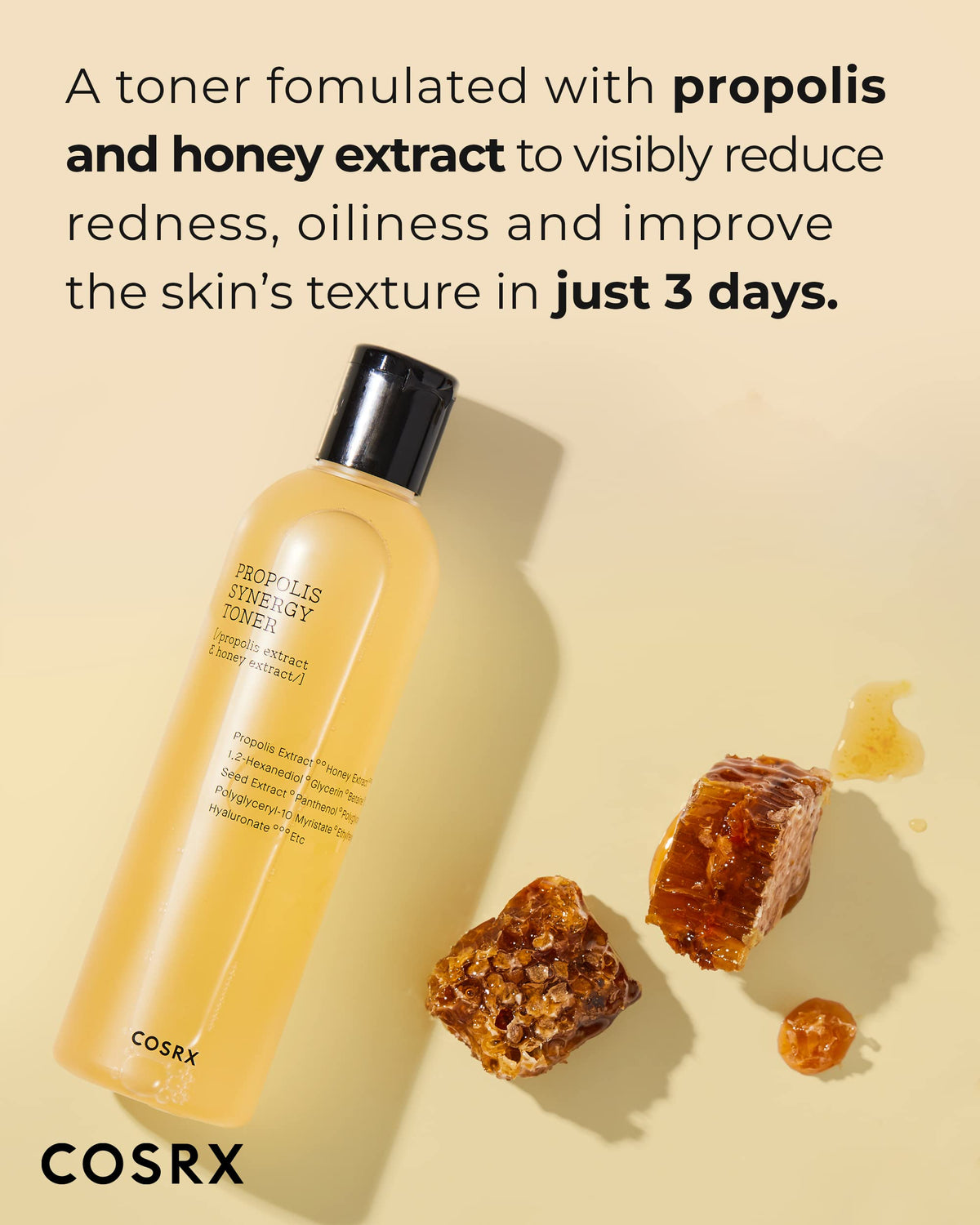 COSRX close-up of toner texture highlighting lightweight moisturizing feel