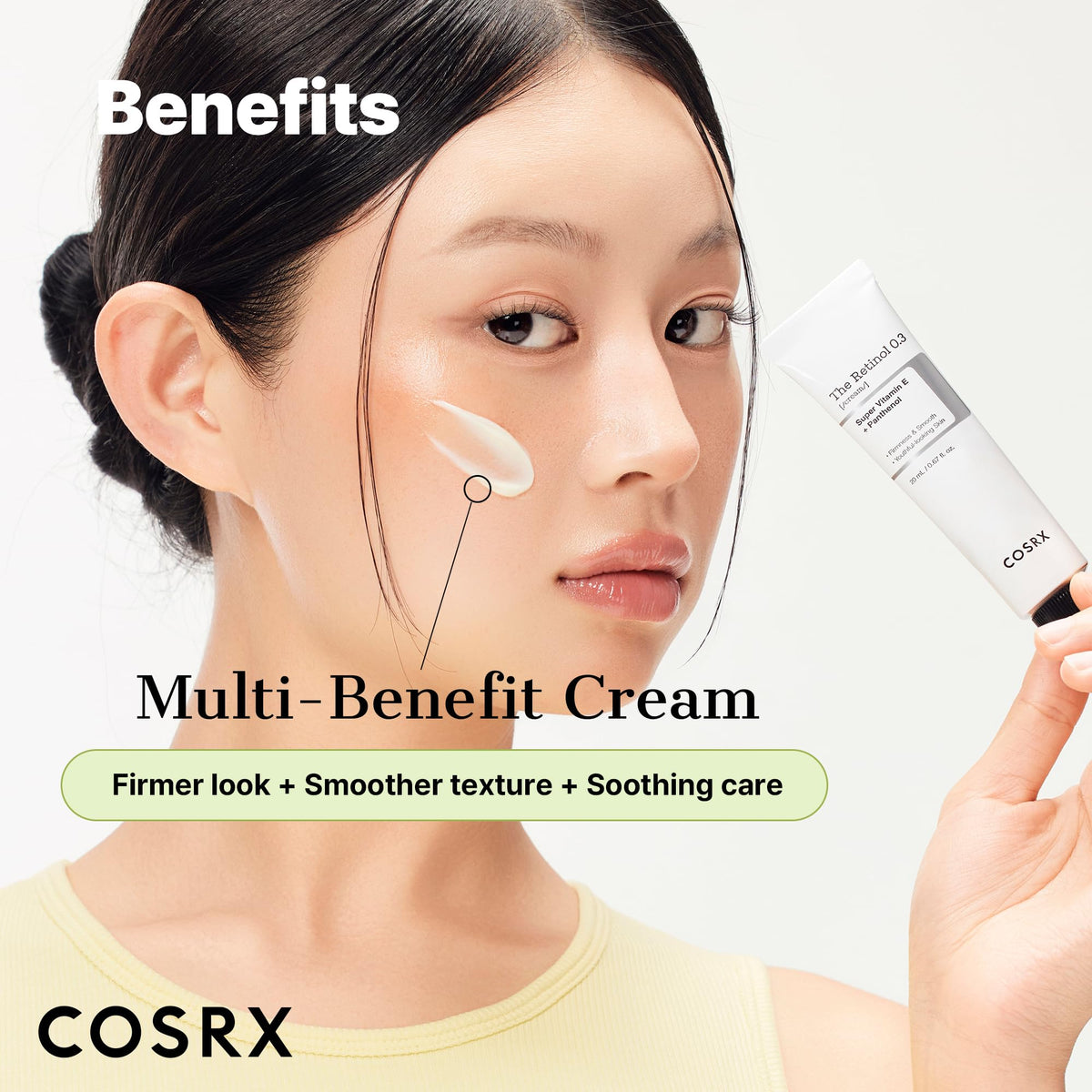 COSRX applying to neck illustrating targeted application and improved texture
