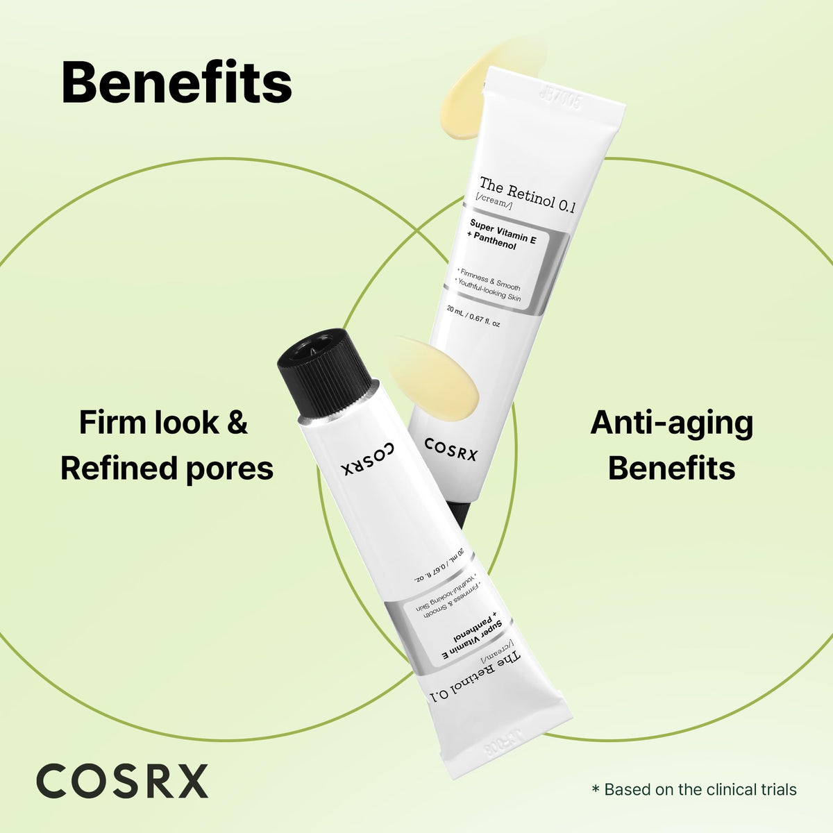 COSRX ingredient label close-up highlighting gentle retinol blend benefit