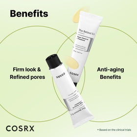 COSRX ingredient label close-up highlighting gentle retinol blend benefit