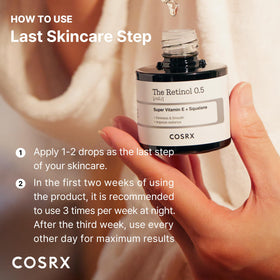 COSRX oil drops on hand demonstrating lightweight absorption and nourishment