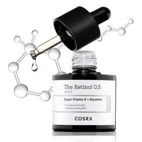 COSRX front packaging showing the retinol oil bottle and label benefits