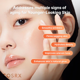 COSRX bottle close-up label illustrating key ingredients and quality assurance