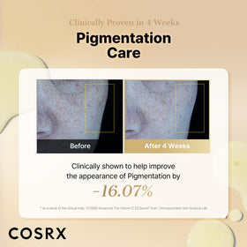 COSRX close-up of serum surface emphasizing concentrated ascorbic acid potency