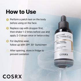 COSRX branded packaging box emphasizing product protection and authenticity