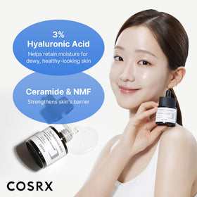 COSRX texture close-up of lightweight serum showing smooth absorbent finish
