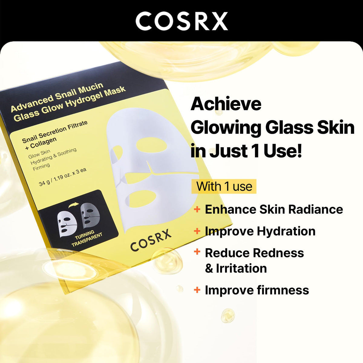 COSRX single pouch opened to reveal clear serum and easy application benefit