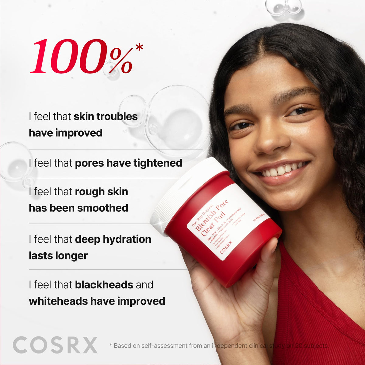 COSRX pad beside hand to show large pad size and coverage benefit