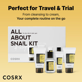 COSRX products beside a coin for scale to highlight travel-friendly sizes