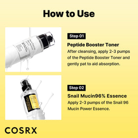 COSRX bottles next to hand to show real-life size and portioning