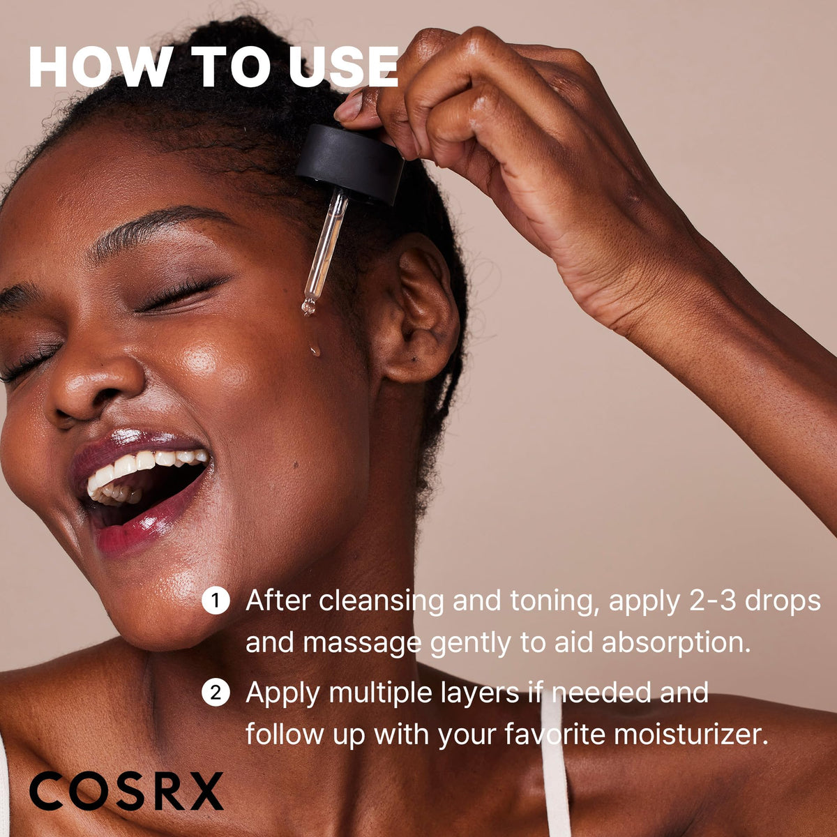 COSRX bottle next to a ruler for size scale, indicates the 1.7 fl oz capacity clearly