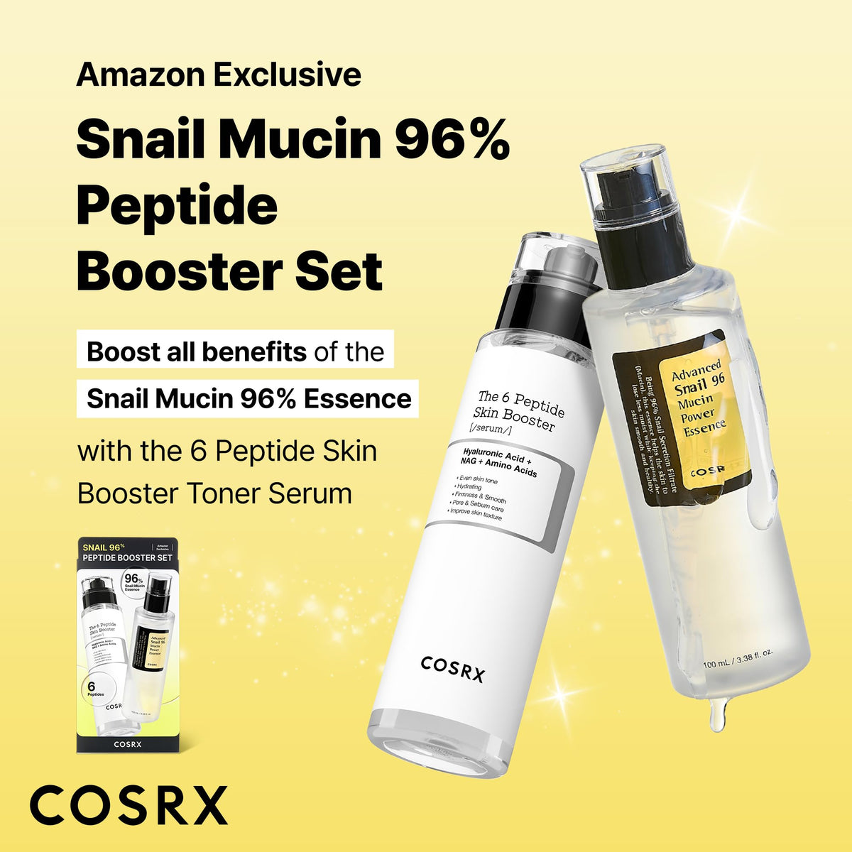 COSRX close-up of Snail 96 essence bottle highlighting hydration