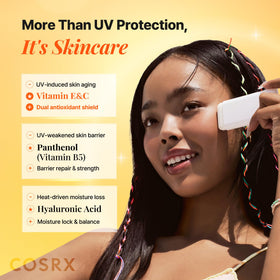 COSRX texture close-up of stick revealing smooth glide and lightweight feel benefit