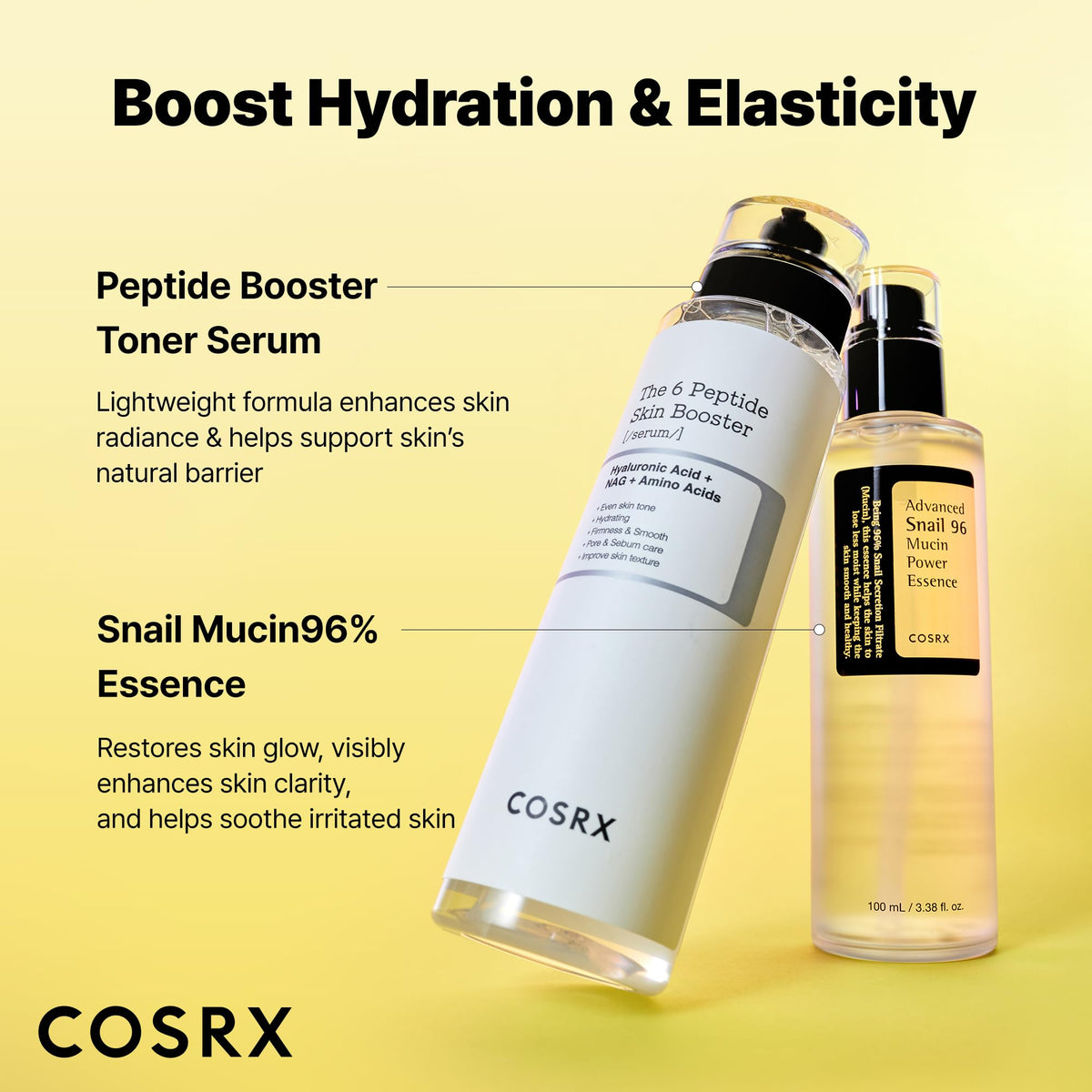 COSRX clear gel texture on hand demonstrating lightweight moisture