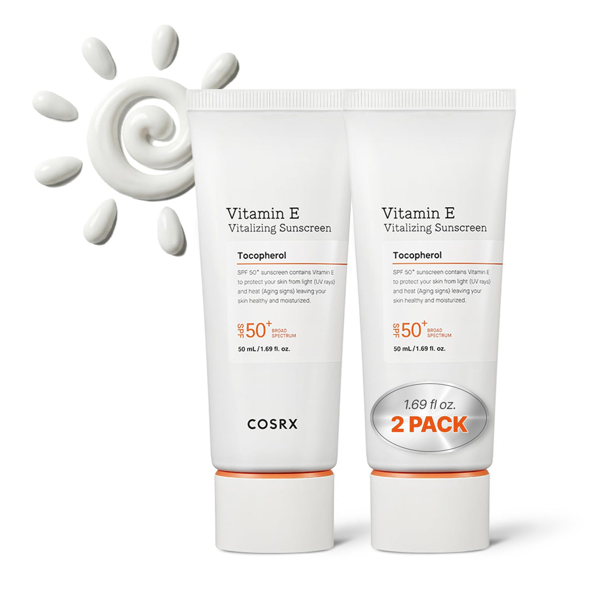 COSRX front packaging showing two SPF 50 tubes for convenient protection