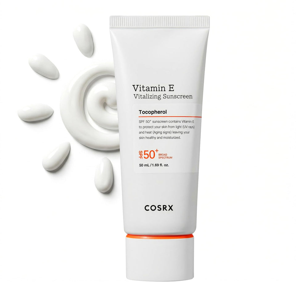 COSRX front packaging showing SPF 50 and compact tube, travel-friendly protection